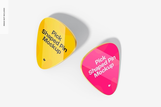 PSD pick shaped pins mockup, top view