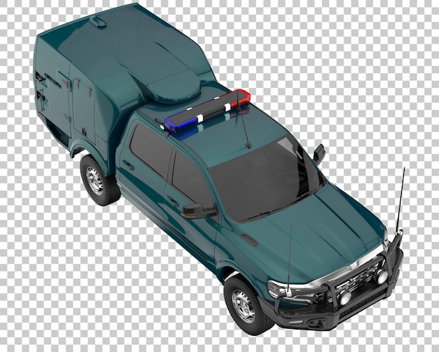 Pick-up truck op transparante achtergrond. 3d-rendering - illustratie