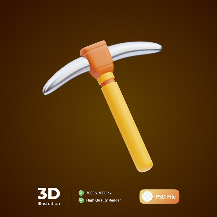 PSD pickax 3d illustration