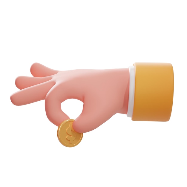 PSD picking coin 3d icon for hand gesture