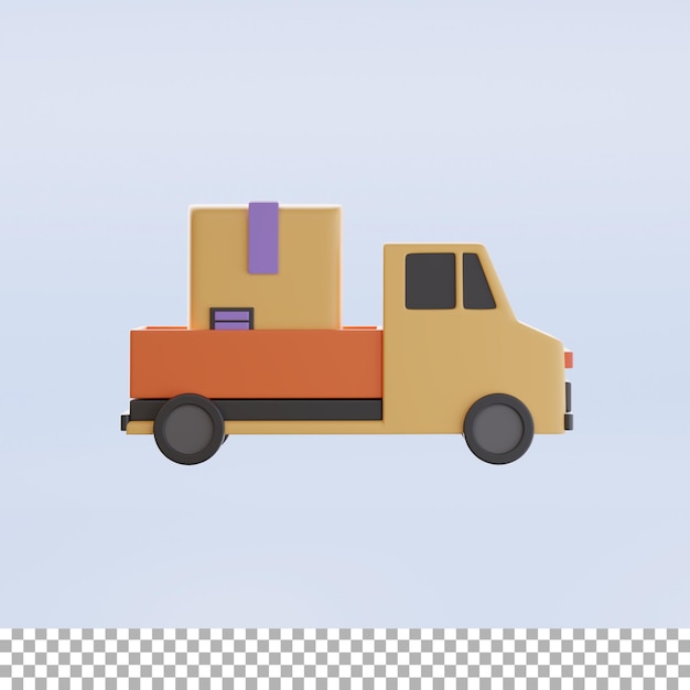 Pickup car with box 3d illustration