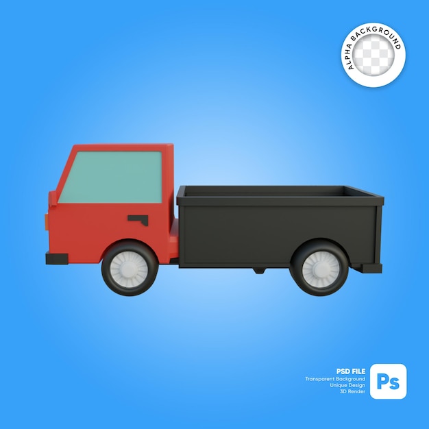 PSD pickup shipping truck side view 3d object