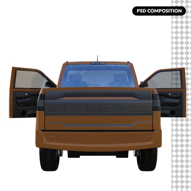 PSD pickup truck brown color isolated 3d