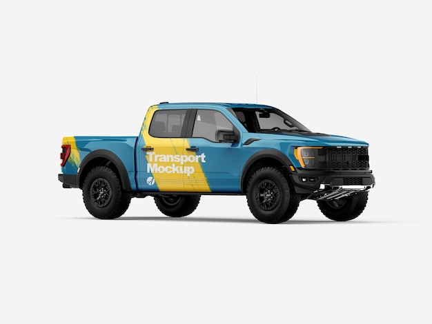 PSD pickup truck halfside view mockup template