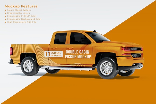 PSD pickup truck mockup right front perspective view