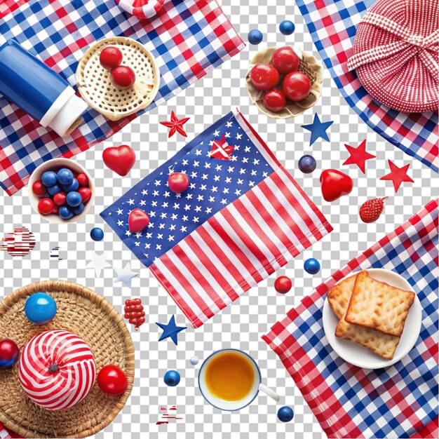 PSD a picnic blanket spread out with red white