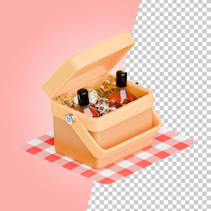 PSD picnic equipment 3d icons render clipart