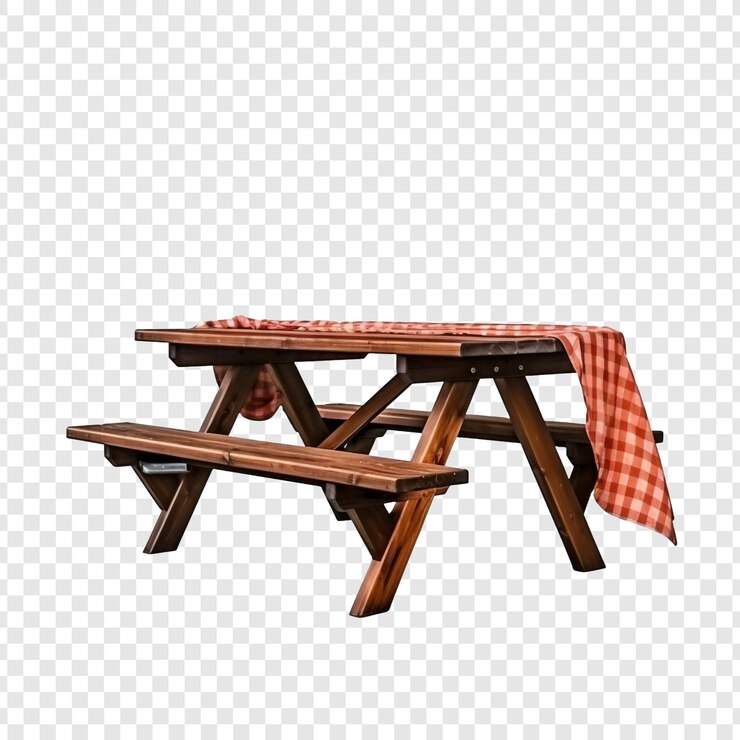 PSD picnic table isolated on transparent background