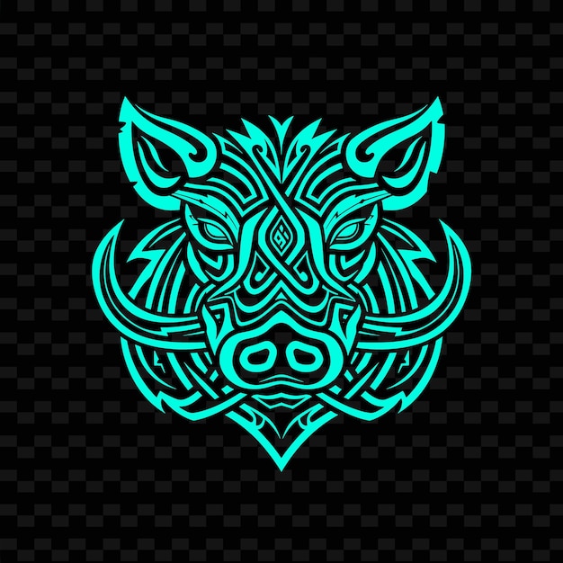 PSD pictish warrior emblematic tattoo logo met wilde zwijnen en s creative tribal vector designs