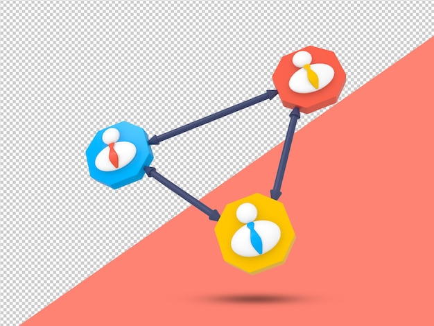 PSD pictogram delen in 3d-gerenderde afbeelding netwerkverbonden symbool in minimalistische stijl verbonden mensen