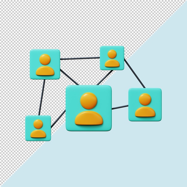 PSD pictogram sociale verbinding 3d render