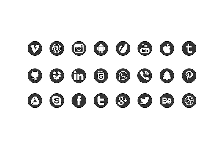 PSD pictogrammen van sociale media