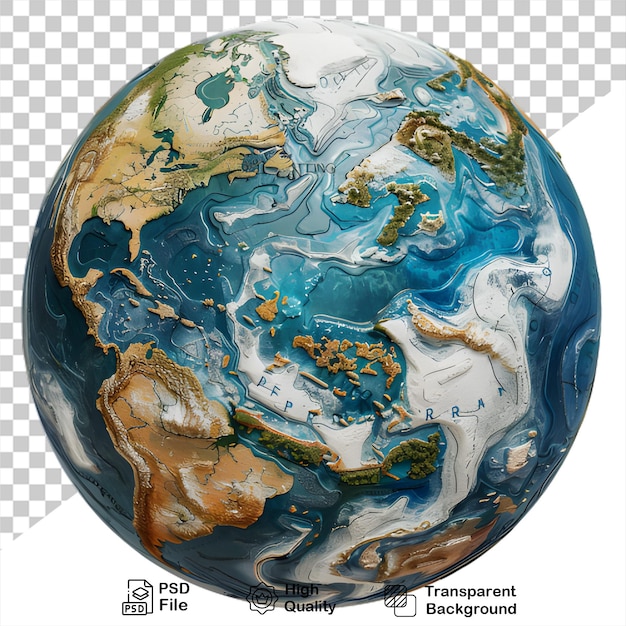 PSD a picture of a 3d earth with a png picture of a 3d earth isolated on transparent background