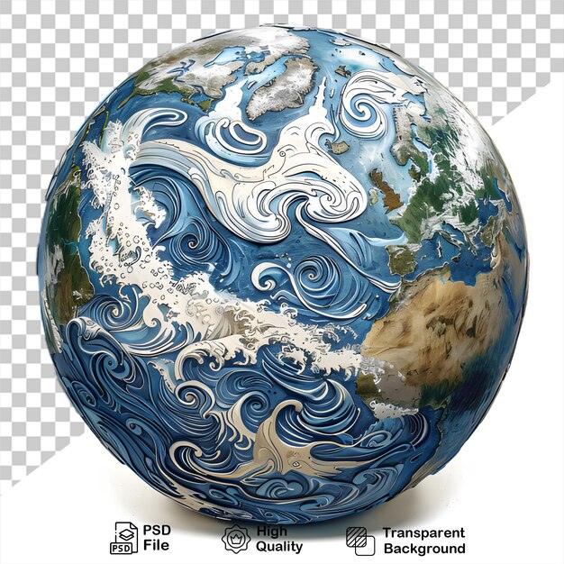 PSD a picture of a 3d earth with a png picture of a 3d earth isolated on transparent background