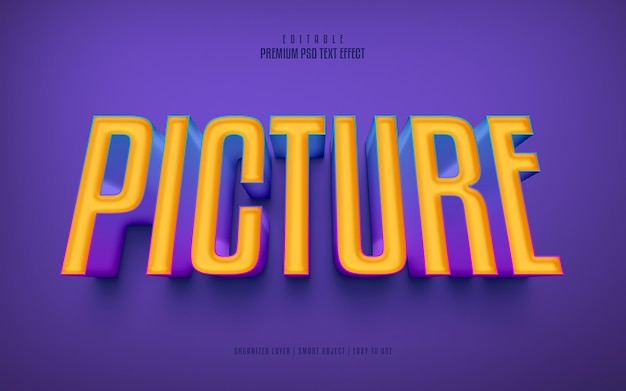 PSD picture 3d editable premium psd text effect