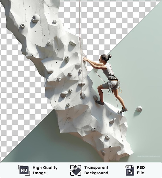 PSD immagine 3d di un alpinista che raggiunge nuove altezze