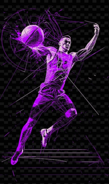 PSD a picture of a basketball player with a ball and a net