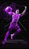 PSD a picture of a basketball player with a ball and a net