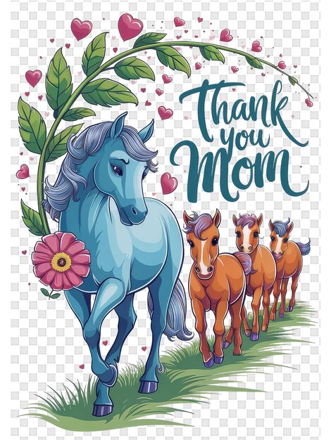 PSD a picture of a blue horse with the words thank you