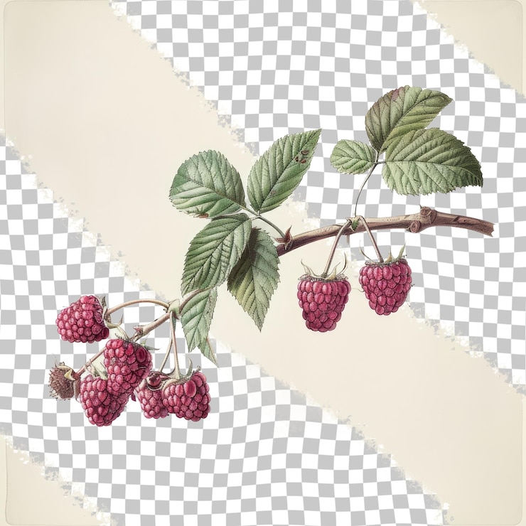 PSD a picture of a branch with raspberries on it