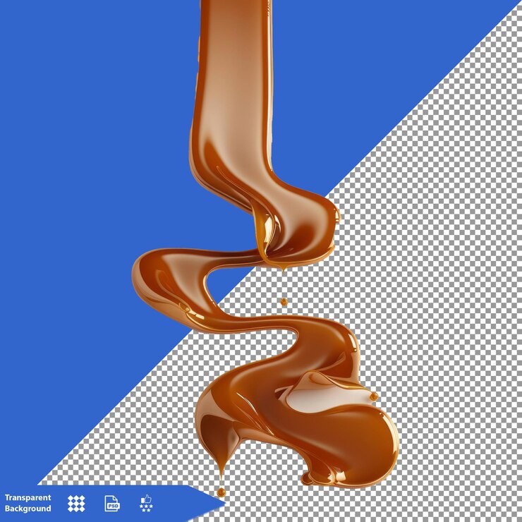 a picture of a brown liquid with a white background with a blue background
