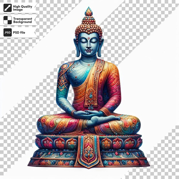 PSD un'immagine di un buddha seduto su uno sfondo bianco