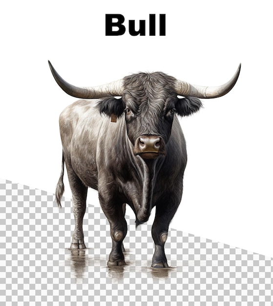 PSD a picture of a bull with the word bull on it