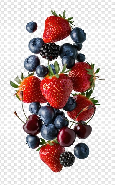 A picture of a bunch of berries and blueberries