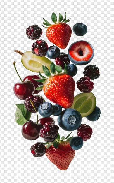 A picture of a bunch of berries and blueberries