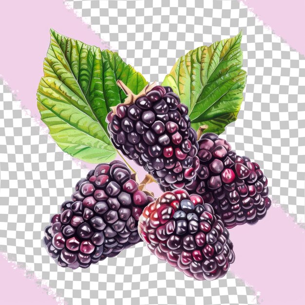 PSD a picture of a bunch of blackberries with a green leaf