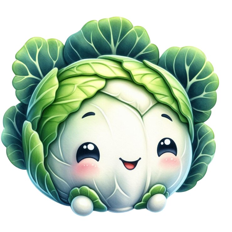 PSD a picture of a cabbage with a face on it