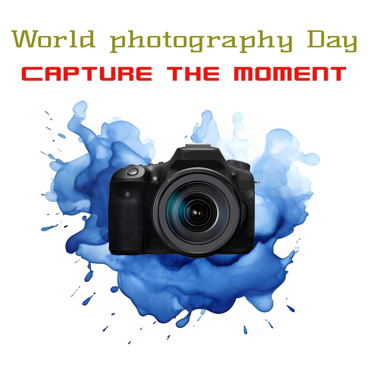 PSD a picture of a camera that says world photography day