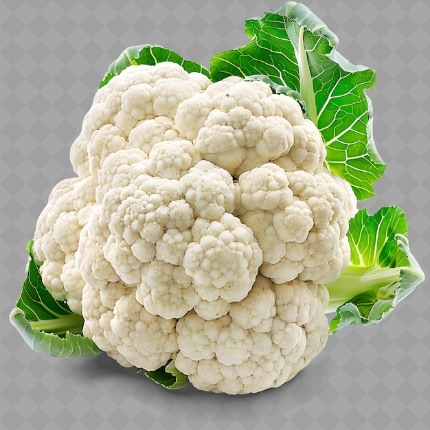 PSD a picture of cauliflower and leaves on a gray background