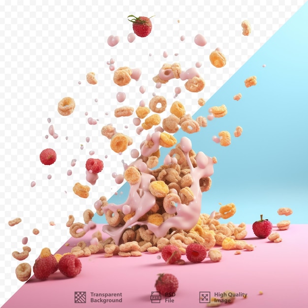 PSD a picture of cereals and fruit with the words 