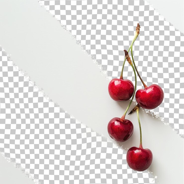 PSD a picture of cherries with a white background with a checkered pattern