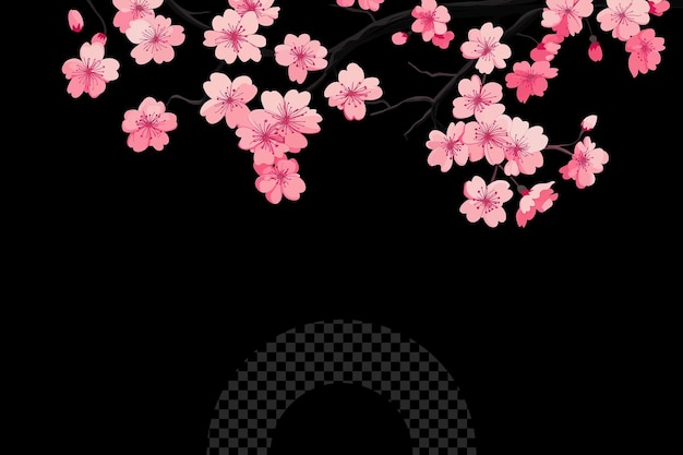 a picture of a cherry blossom tree with a black background