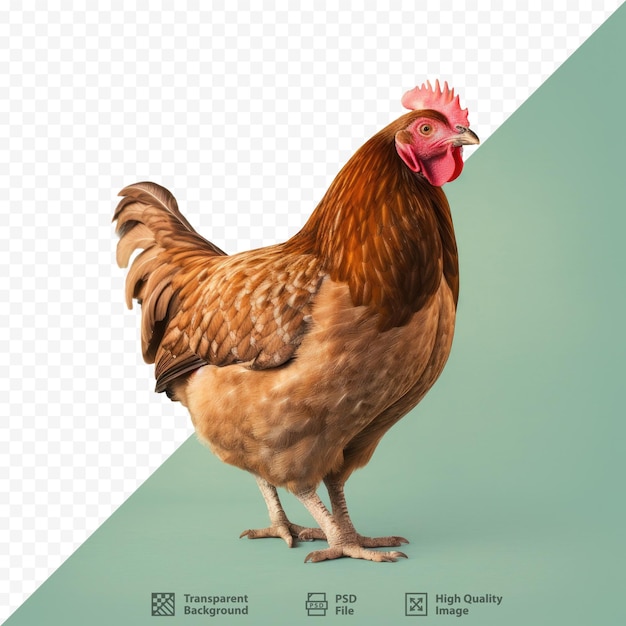 PSD a picture of a chicken with a white background that says quot a hen quot