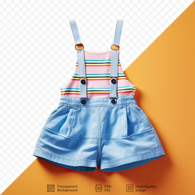 a picture of a child's vest with a blue skirt and a striped top.