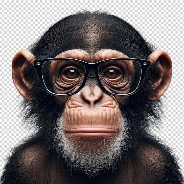 PSD a picture of a chimpanzee wearing glasses with a picture of a monkey wearing glasses