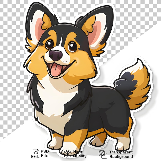 PSD a picture of a corgi dog sticker on transparent background