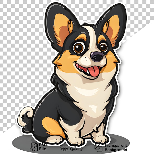 PSD a picture of a corgi dog sticker on transparent background