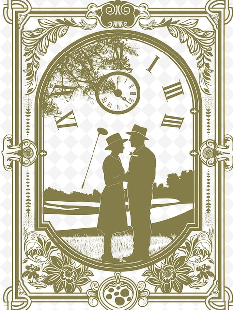 한 부부 의 사진 과 두 사람 의 단어 가 있는 시계
