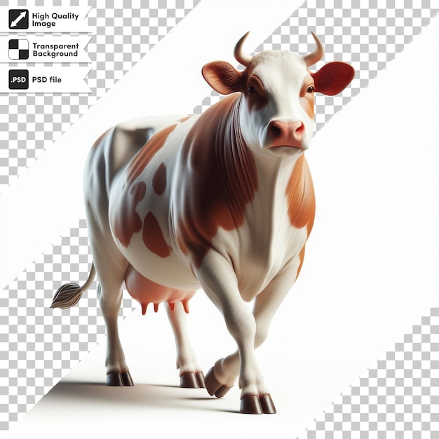PSD una foto di una mucca con un'etichetta che dice una mucca
