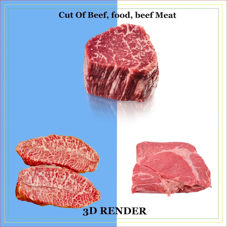 PSD 肉のカットの写真にカットという単語が書かれています