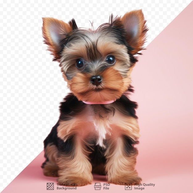 A picture of a dog called a puppy with a pink background.