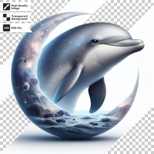PSD un'immagine di un delfino con la parola balena su di esso