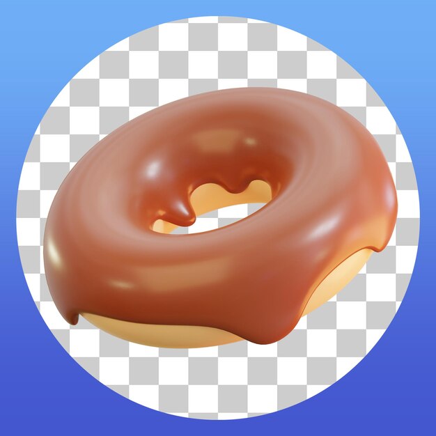 PSD a picture of a donut with a blue background and a chocolate glaze.