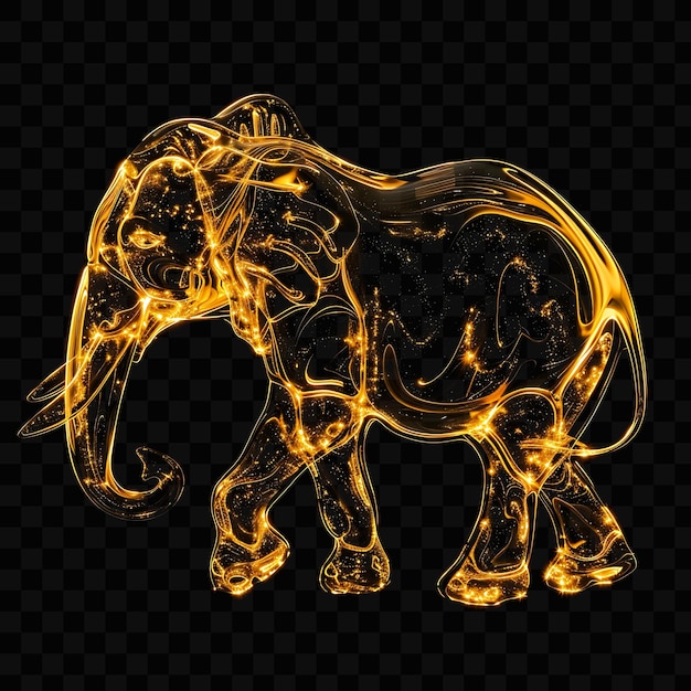 Un'immagine di un elefante con fiamme su uno sfondo nero