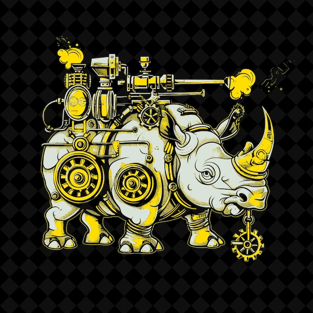 A picture of an elephant with a moon and gears on it