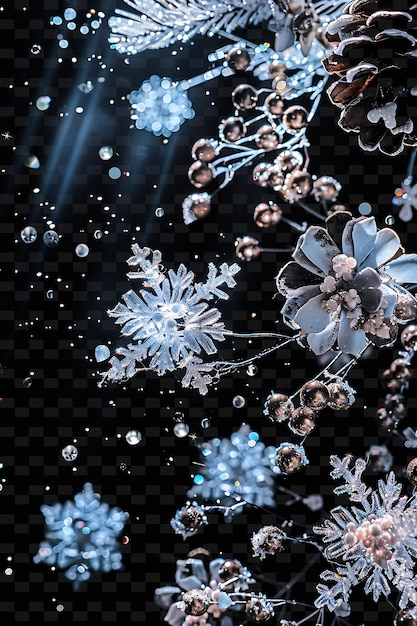 A picture of a flower with snowflakes and flowers